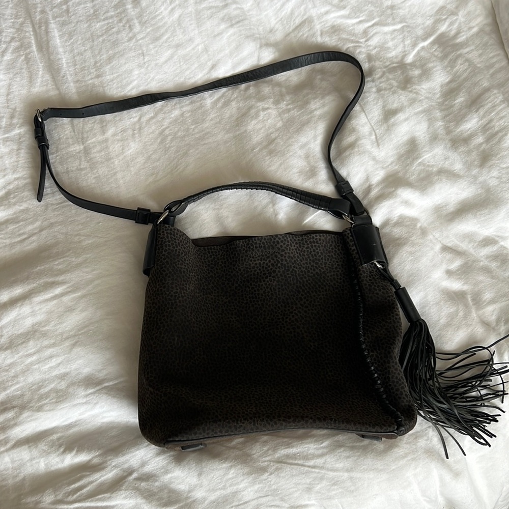 All saints leopard hobo shoulder bag